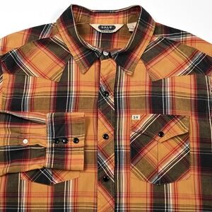 Salt Valley Western Shirt Mens Large Plaid Pearl Snap Long Sleeve Cowboy Casual